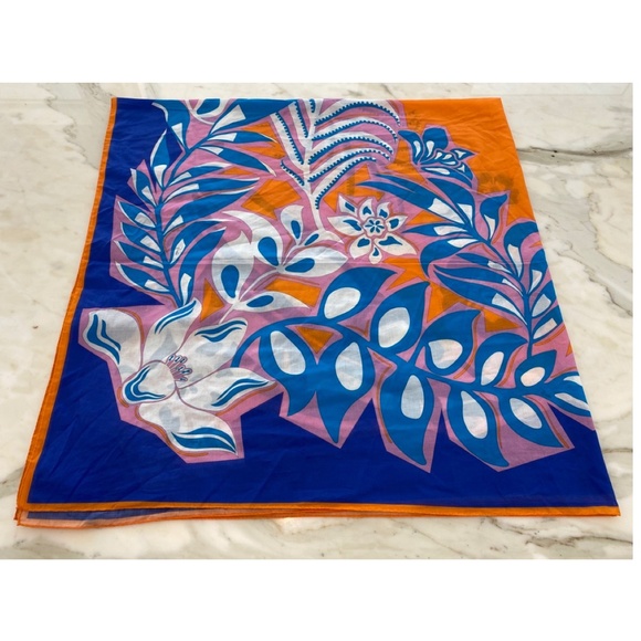 EMILIO PUCCI SAMOA AZURE COTTON-VOILE PAREO NWTS! - Picture 7 of 16
